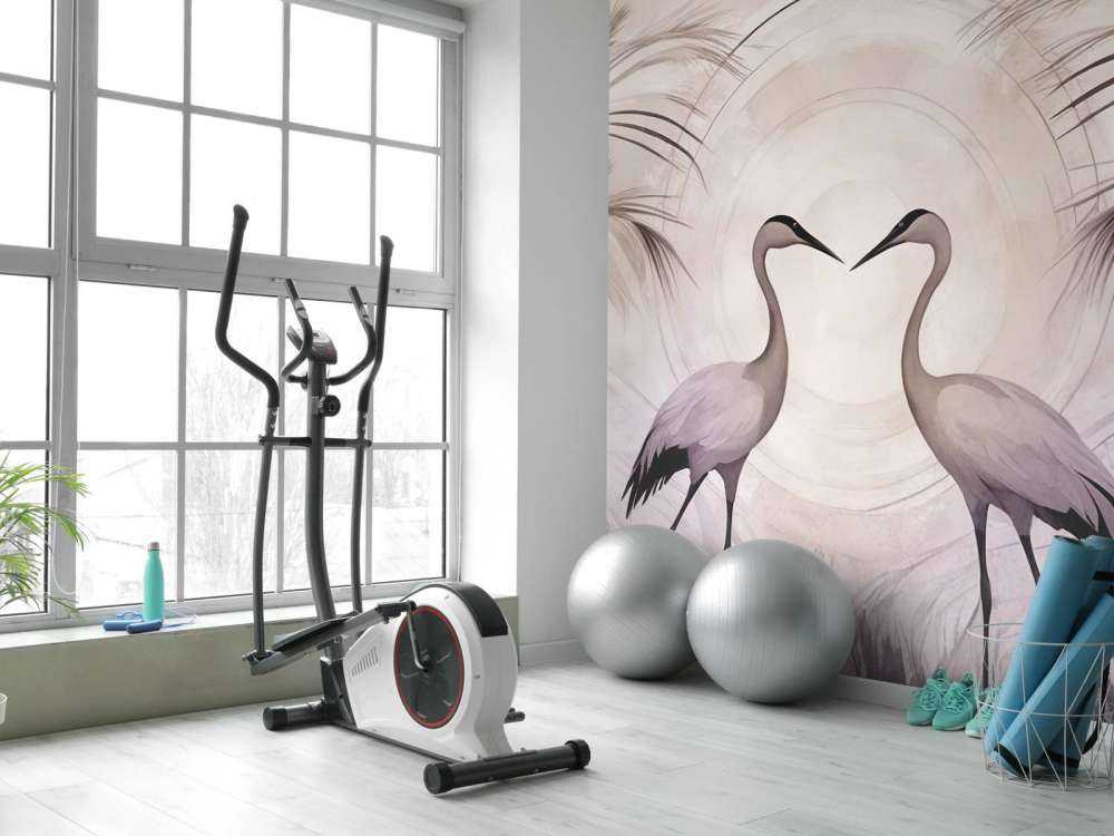 Kräne bei Sonnenuntergang Grau