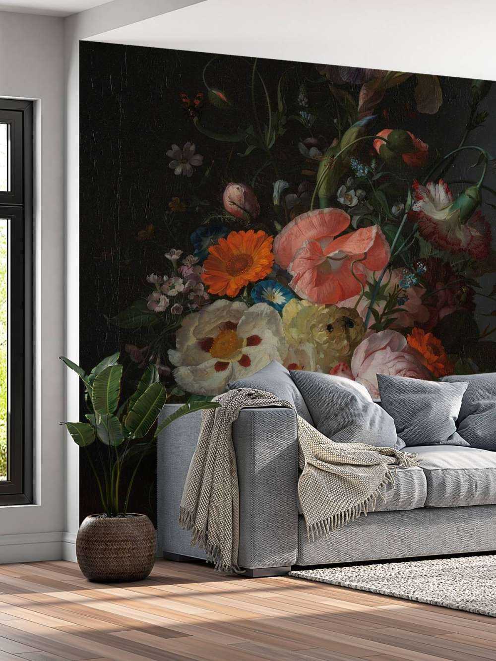 Stillleben mit Blumen auf einer Marmor Tischplatte