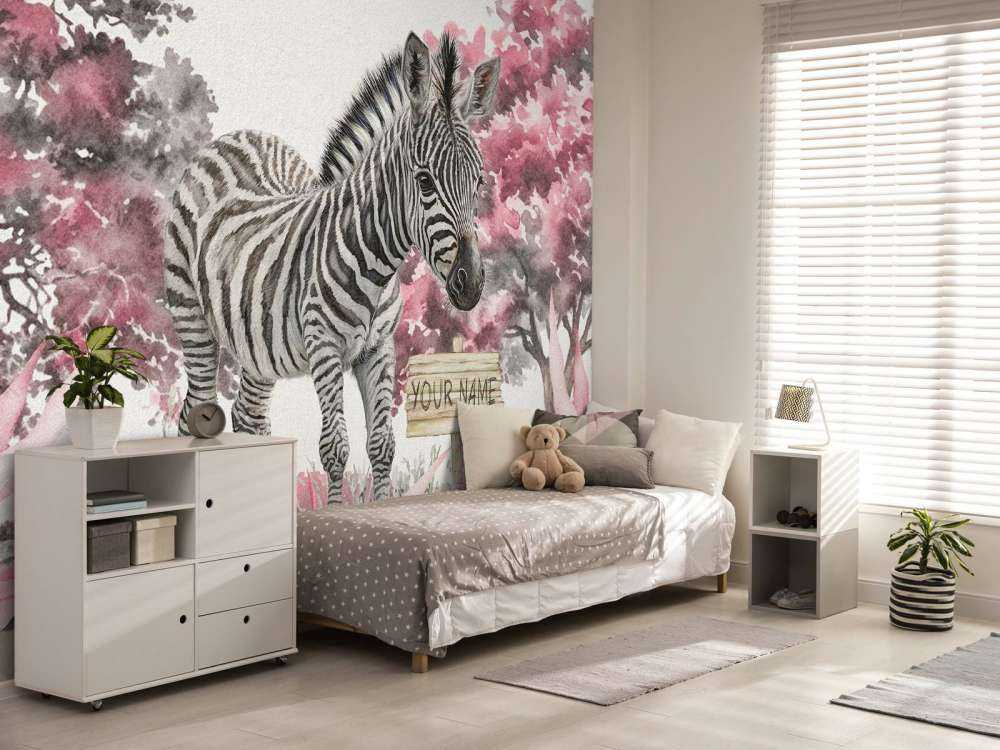 Junges Zebra in der Wildnis rosa