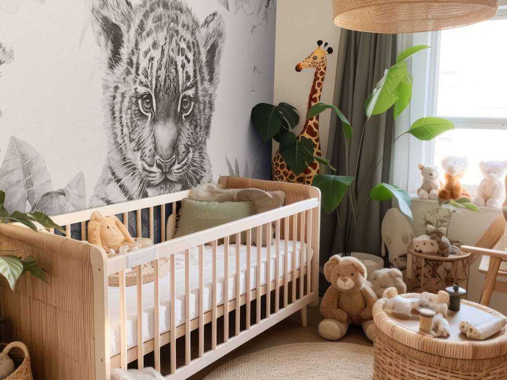Niedlicher Tiger mit Pflanzen beige