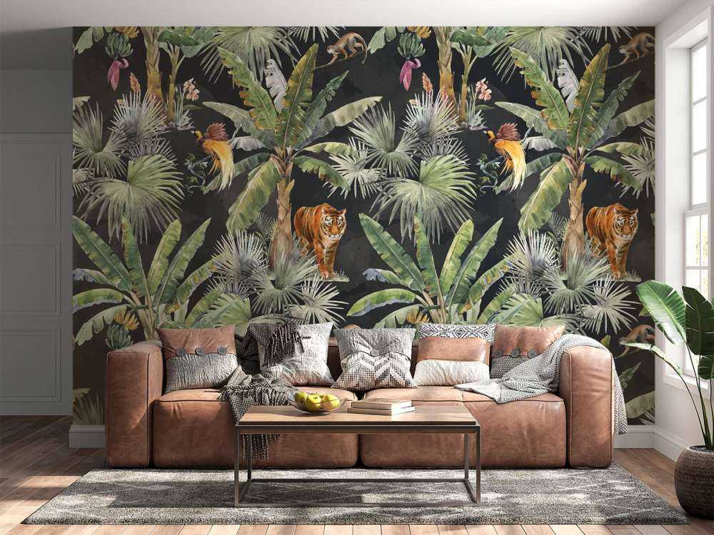 Palmen und Dschungeltiere