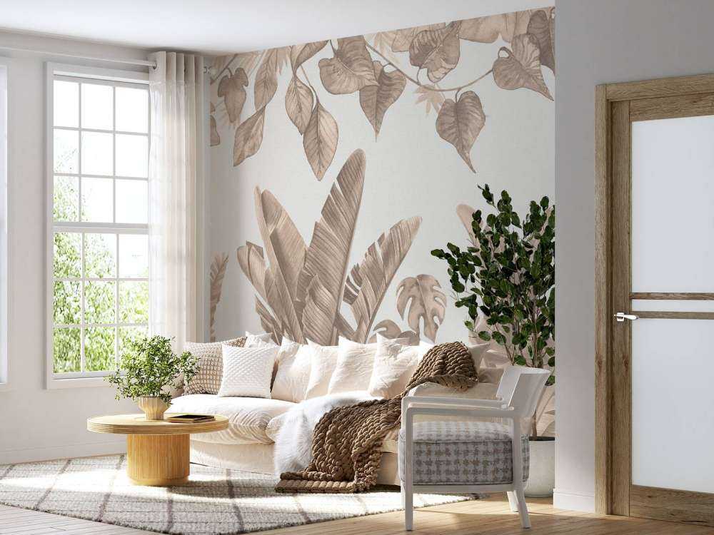 Dschungelblätter in Taupe