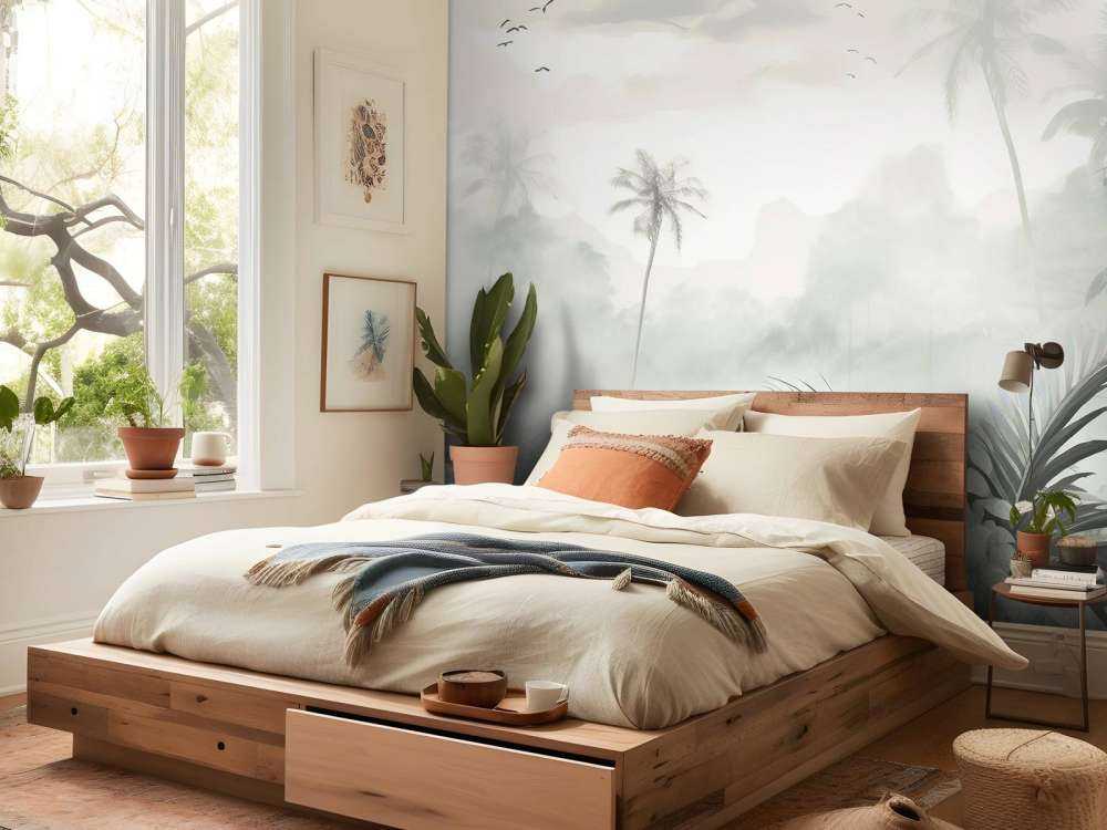 Nebelige Palmenhorizont