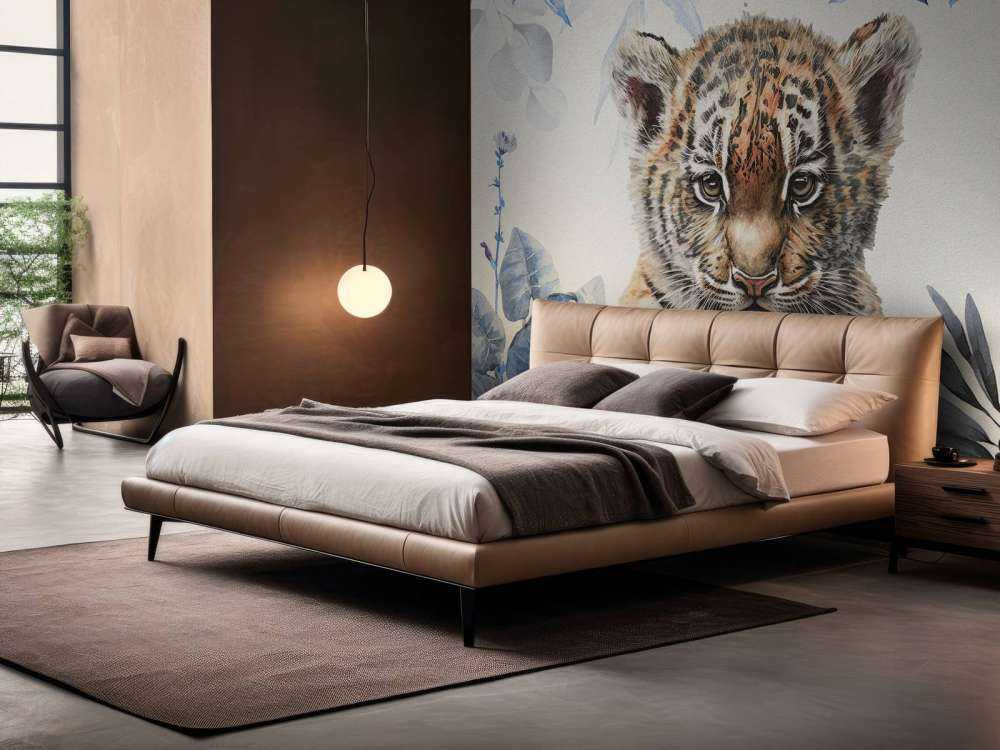 Niedlicher Tiger mit Pflanzen blau