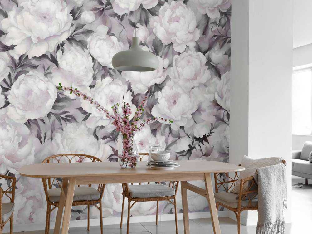 Peonies Wand Schwarz