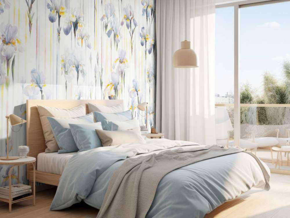 Iris und Streifen nahtlos blau