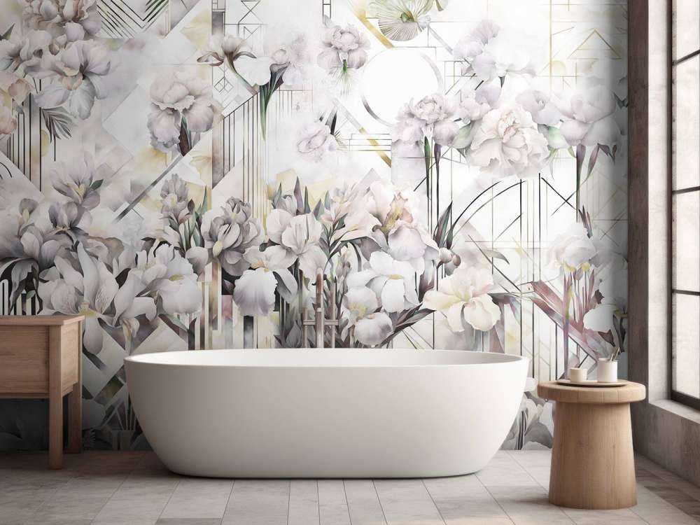 Riesige Aquarell-Iris Beige