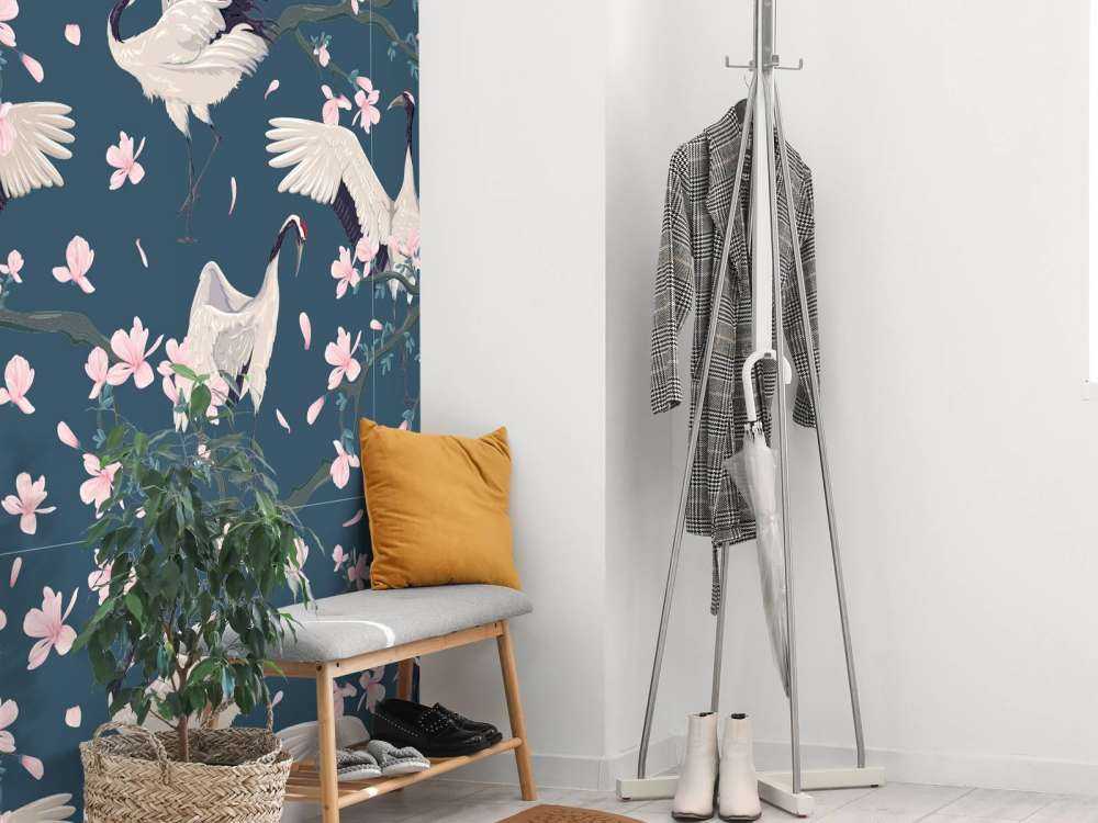 Kraniche mit Magnolien