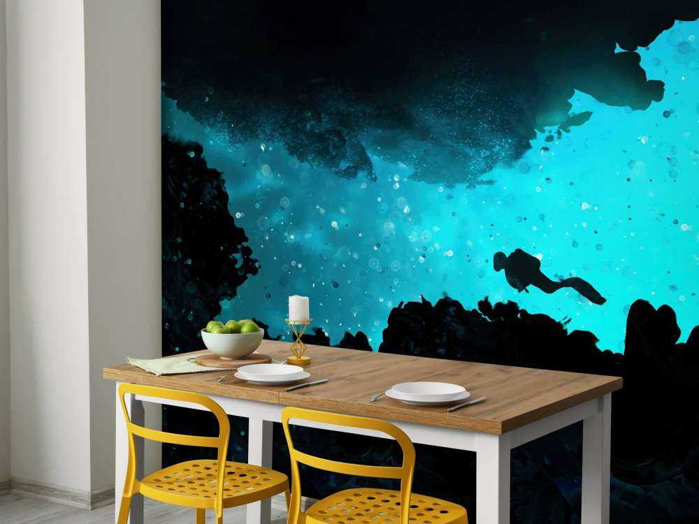 Enge Höhle mit Taucher