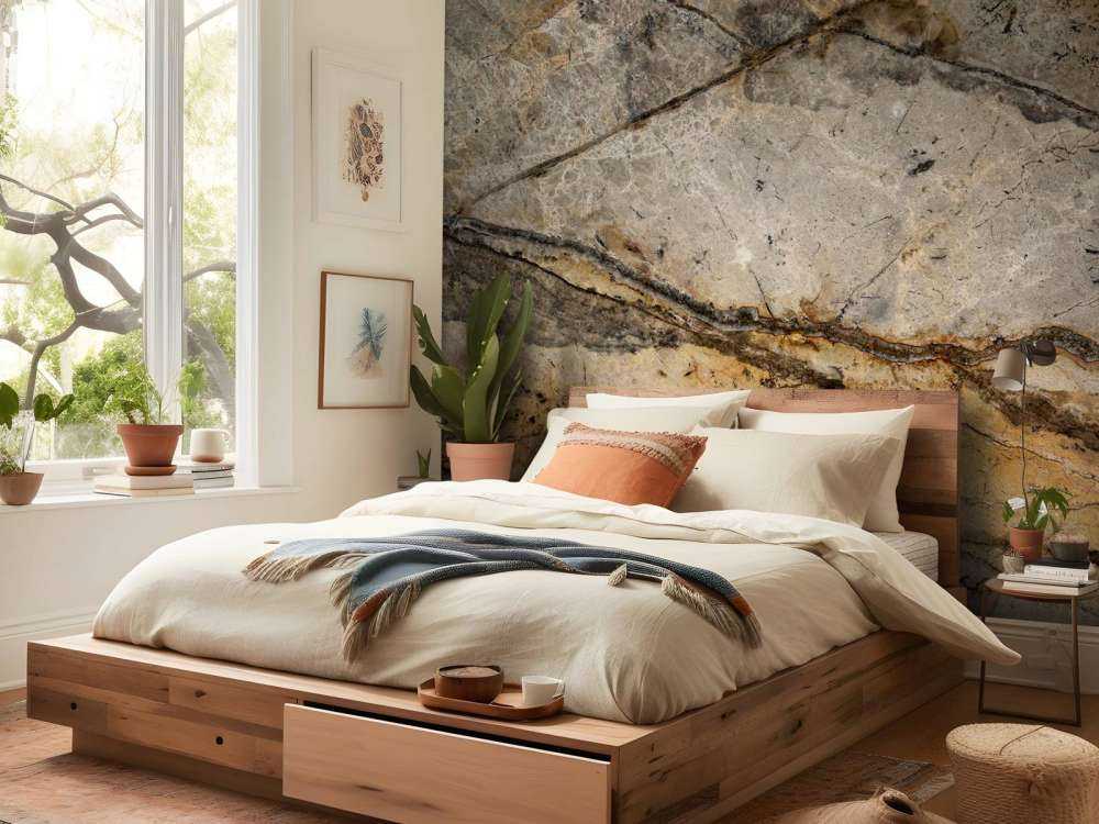 Sandfarbener Marmor mit Rillen